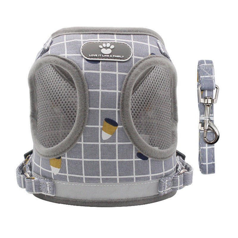 Small Dog Harness Vest Puppy Cat Fashion Breathable Mesh Vest Harnesses Walking Lead Leash - FURRY WHOOF