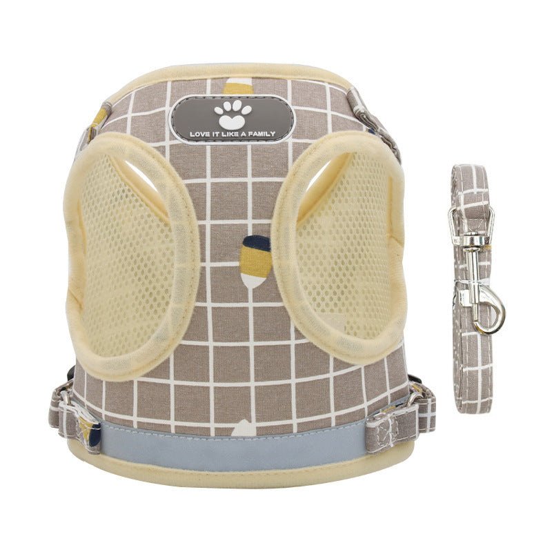 Small Dog Harness Vest Puppy Cat Fashion Breathable Mesh Vest Harnesses Walking Lead Leash - FURRY WHOOF