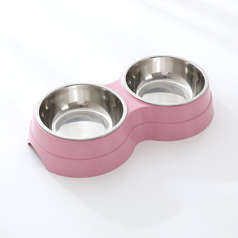 Double Pet Bowls Dog Food Water Feeder Stainless Steel Pet Drinking Dish Feeder Cat Puppy Feeding Supplies Small Dog Accessories - FURRY WHOOF