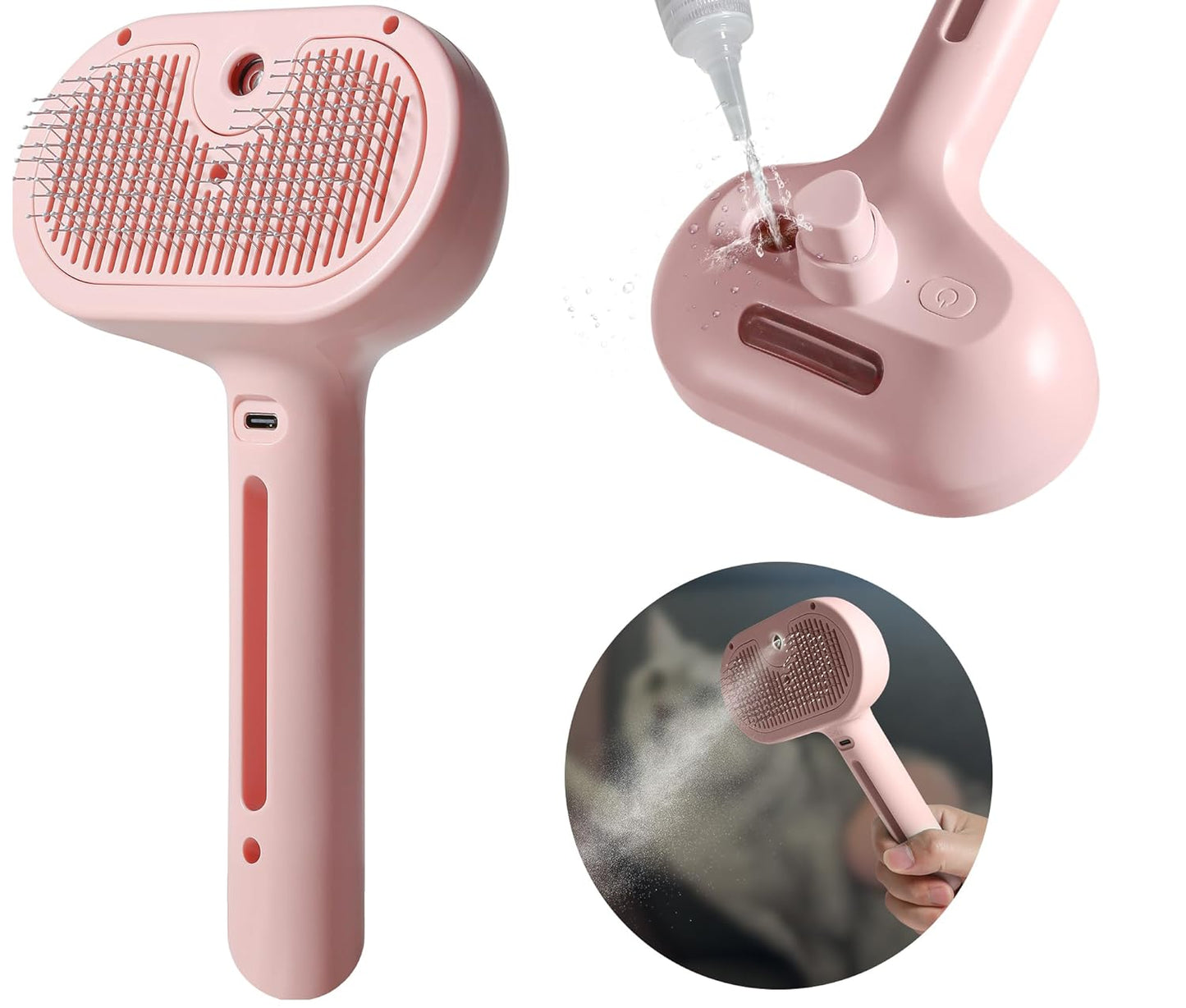 Spray Cat Brush For Shedding Water Brush For Cats And Dogs Pet Hair Removal Comb With Water Tank And Release Button Steamy Cat Brush Pet Spray Hair Comb - FURRY WHOOF