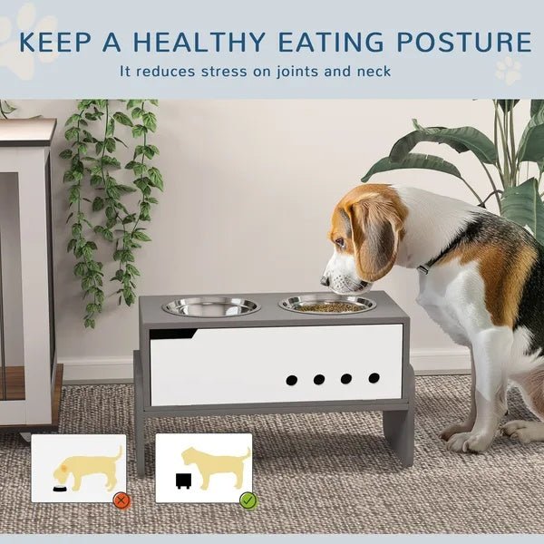 Elevated Dog Bowls, 3 Height Adjustable Raised Dog Bowls W Slow Feeder Mat, Stand, For Medium To Extra Large Dogs - FURRY WHOOF
