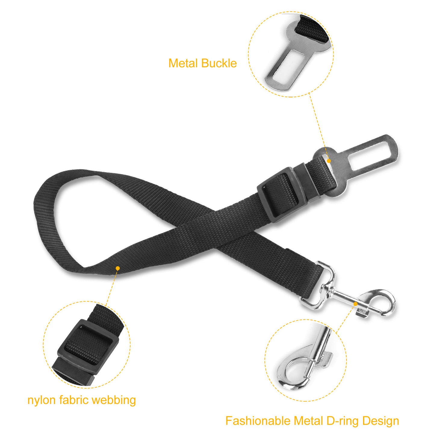 2Pcs Pet Dog Seat Belt Leash Adjustable Pet Dog Cat Safety Leads Harness Car Vehicle Nylon Fabric Seatbelt Strap - FURRY WHOOF