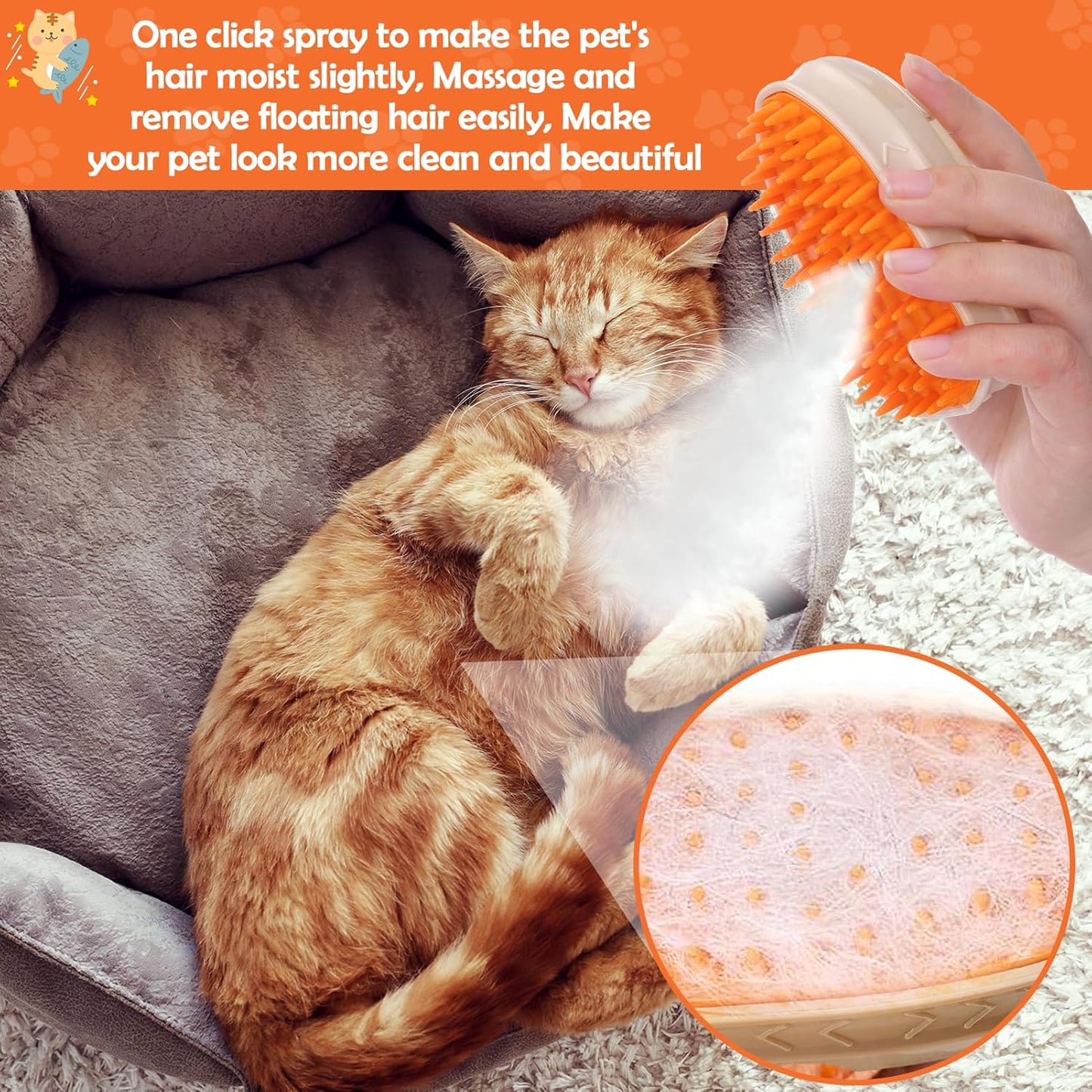 Cat Steam Brush Upgraded 4 In1 Steamy Cat Brush For Shedding Cat Brush Steamer For Massage Multifunctional Cat Hair Grooming Brush Pet Hair Removal Tool With Ringworm Detector For Cats Dogs - FURRY WHOOF