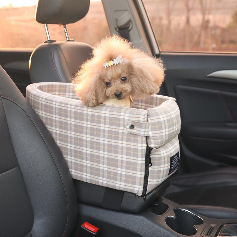 Portable Pet Dog Car Seat Central Control Nonslip Dog Carriers Safe Car Armrest Box Booster Kennel Bed For Small Cat Dog Travel - FURRY WHOOF