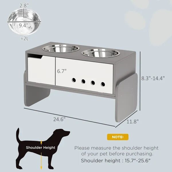Elevated Dog Bowls, 3 Height Adjustable Raised Dog Bowls W Slow Feeder Mat, Stand, For Medium To Extra Large Dogs - FURRY WHOOF