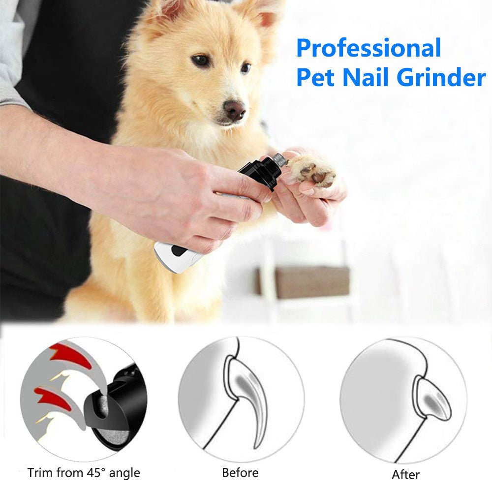 Electric Dog Nail Clippers Grinders Rechargeable USB Charging Pet Quiet Cat Paws Nail Grooming Trimmer Tools - FURRY WHOOF