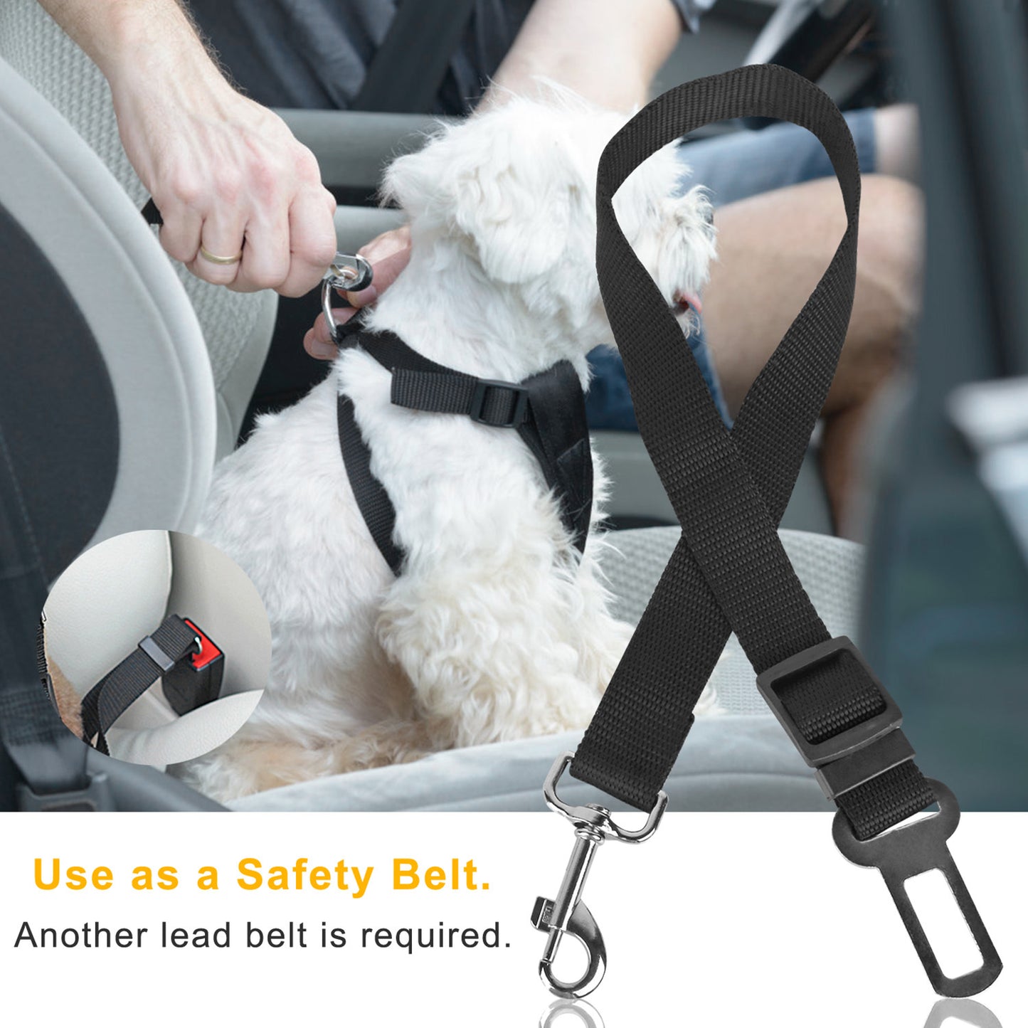 2Pcs Pet Dog Seat Belt Leash Adjustable Pet Dog Cat Safety Leads Harness Car Vehicle Nylon Fabric Seatbelt Strap - FURRY WHOOF