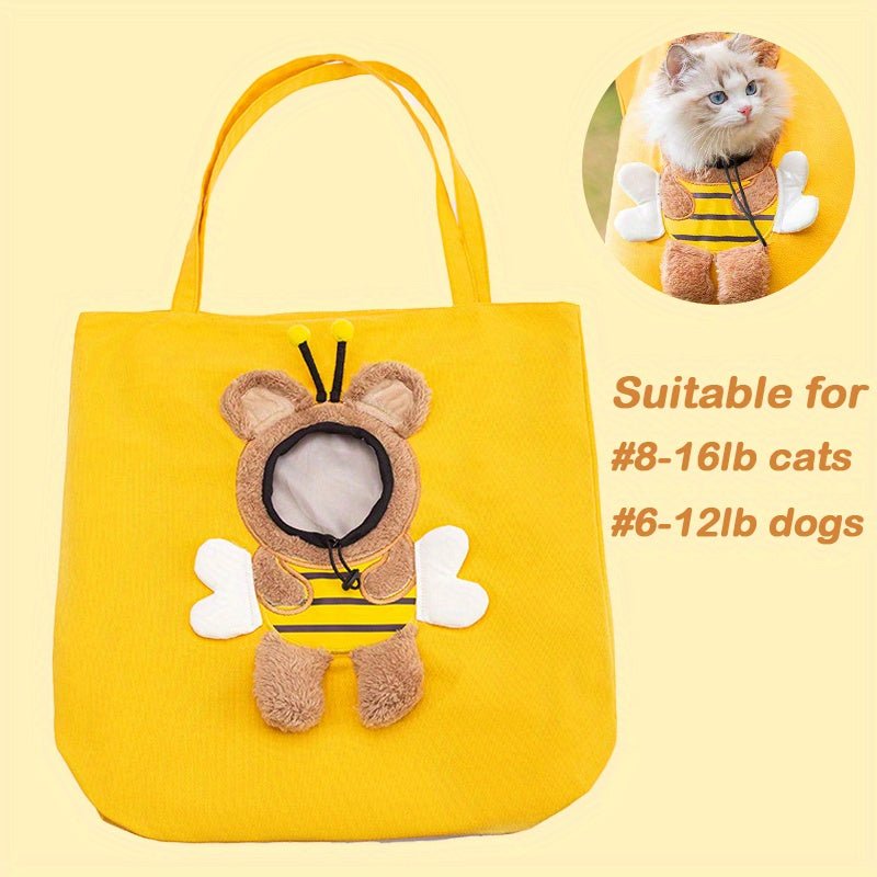 Little Bee Design Cat Dog Carrier Bags Portable Breathable Bag Soft Pet Carriers With Safety Zippers Outgoing Travel Pets Handbag - FURRY WHOOF