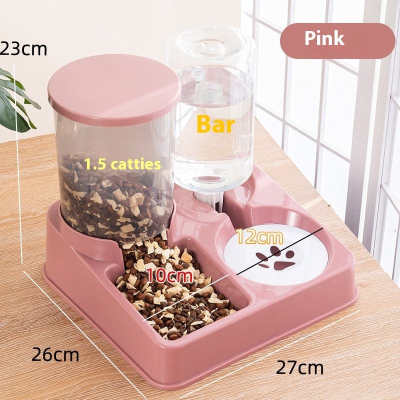 Automatic Pet Feeder Water Dispenser Integrated Cat Food Holder Bowl Double Bowl Drinking Bowl Pet - FURRY WHOOF