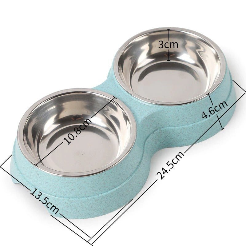 Double Pet Bowls Dog Food Water Feeder Stainless Steel Pet Drinking Dish Feeder Cat Puppy Feeding Supplies Small Dog Accessories - FURRY WHOOF