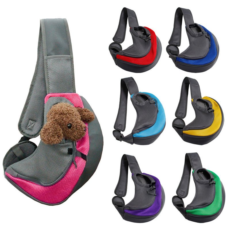 1pc Outdoor Travel Mesh Oxford Pet Puppy Carrier Handbag Pouch Single Shoulder Bag Sling Mesh Comfort Travel Tote Shoulder Bags - FURRY WHOOF