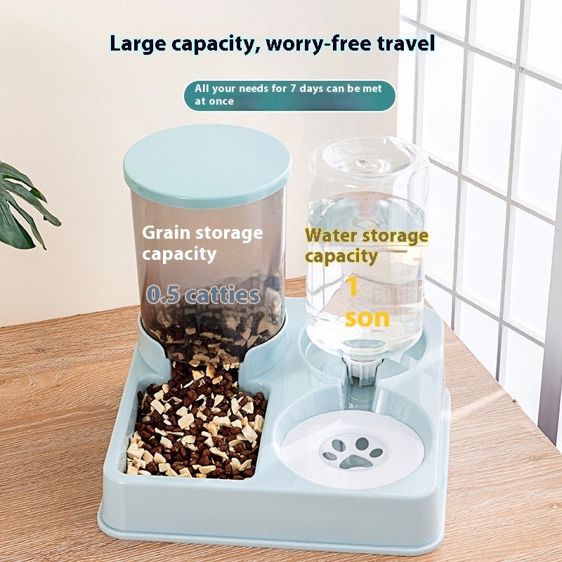 Automatic Pet Feeder Water Dispenser Integrated Cat Food Holder Bowl Double Bowl Drinking Bowl Pet - FURRY WHOOF