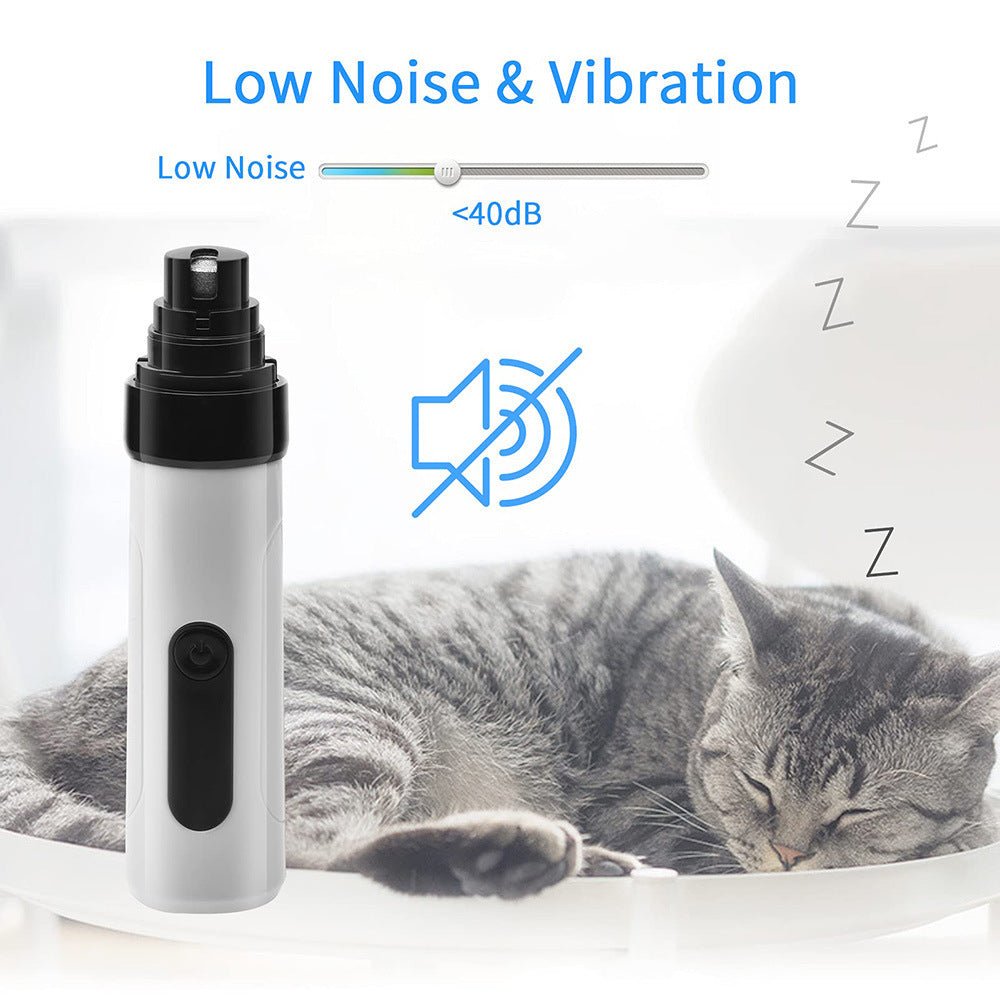 Electric Dog Nail Clippers Grinders Rechargeable USB Charging Pet Quiet Cat Paws Nail Grooming Trimmer Tools - FURRY WHOOF