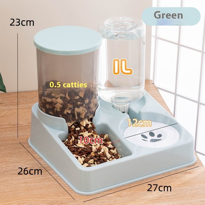 Automatic Pet Feeder Water Dispenser Integrated Cat Food Holder Bowl Double Bowl Drinking Bowl Pet - FURRY WHOOF