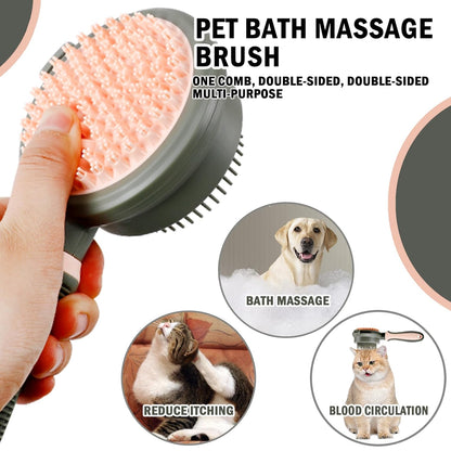 2 In 1 Double Side Cat Brushes For Indoor Cats Shedding Cat Grooming Supplies Cat Comb With Release Button Pet Supplies Flea Comb Slicker Brush For Dogs Hair Removal Massage - FURRY WHOOF