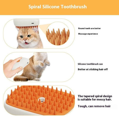 USB Rechargeable Pets Steam Brush Spray Massage Comb Pet Grooming Tools Cat Steam Comb Pet Products - FURRY WHOOF