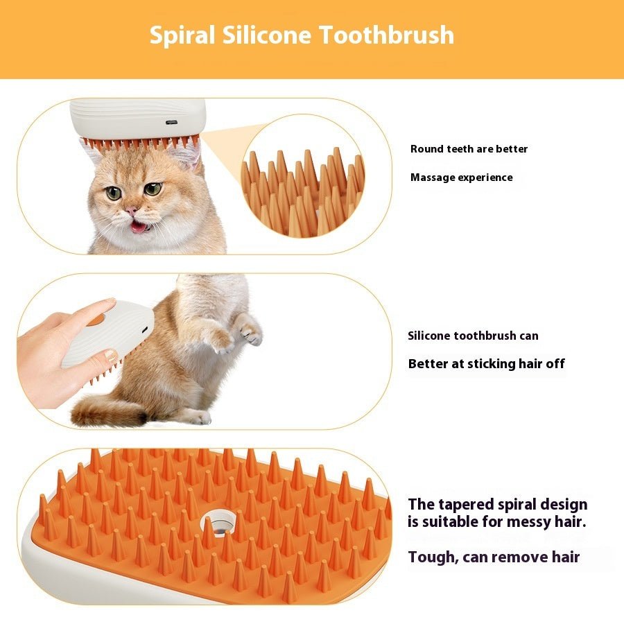 USB Rechargeable Pets Steam Brush Spray Massage Comb Pet Grooming Tools Cat Steam Comb Pet Products - FURRY WHOOF
