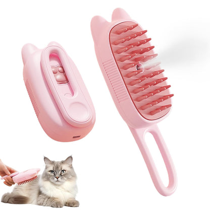 Innovative 3 In 1 Pet Steam Brush Shedding Massage And Grooming In One Perfect For Dogs And Cats Short And Long Hair Static Flying Hair Remover And Water Sprayer - FURRY WHOOF