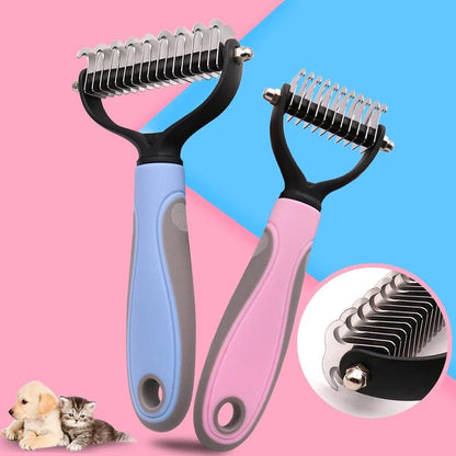 Pets Fur Knot Cutter Dog Grooming Shedding Tools Pet Cat Hair Removal Double - sided Comb Brush - FURRY WHOOF
