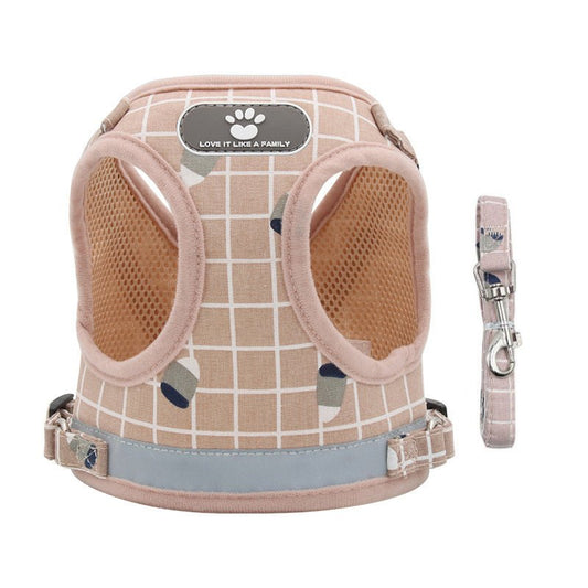 Small Dog Harness Vest Puppy Cat Fashion Breathable Mesh Vest Harnesses Walking Lead Leash - FURRY WHOOF