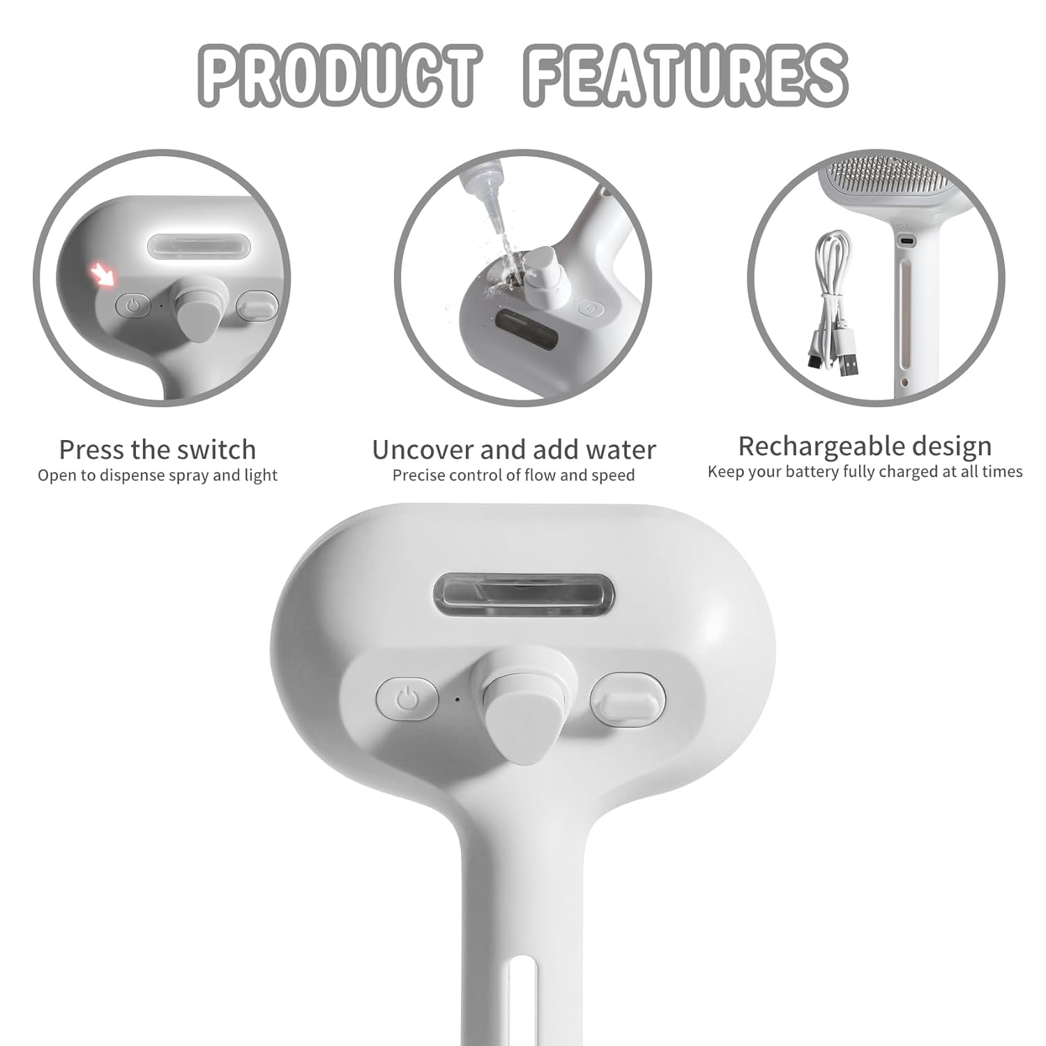 Spray Cat Brush For Shedding Water Brush For Cats And Dogs Pet Hair Removal Comb With Water Tank And Release Button Steamy Cat Brush Pet Spray Hair Comb - FURRY WHOOF