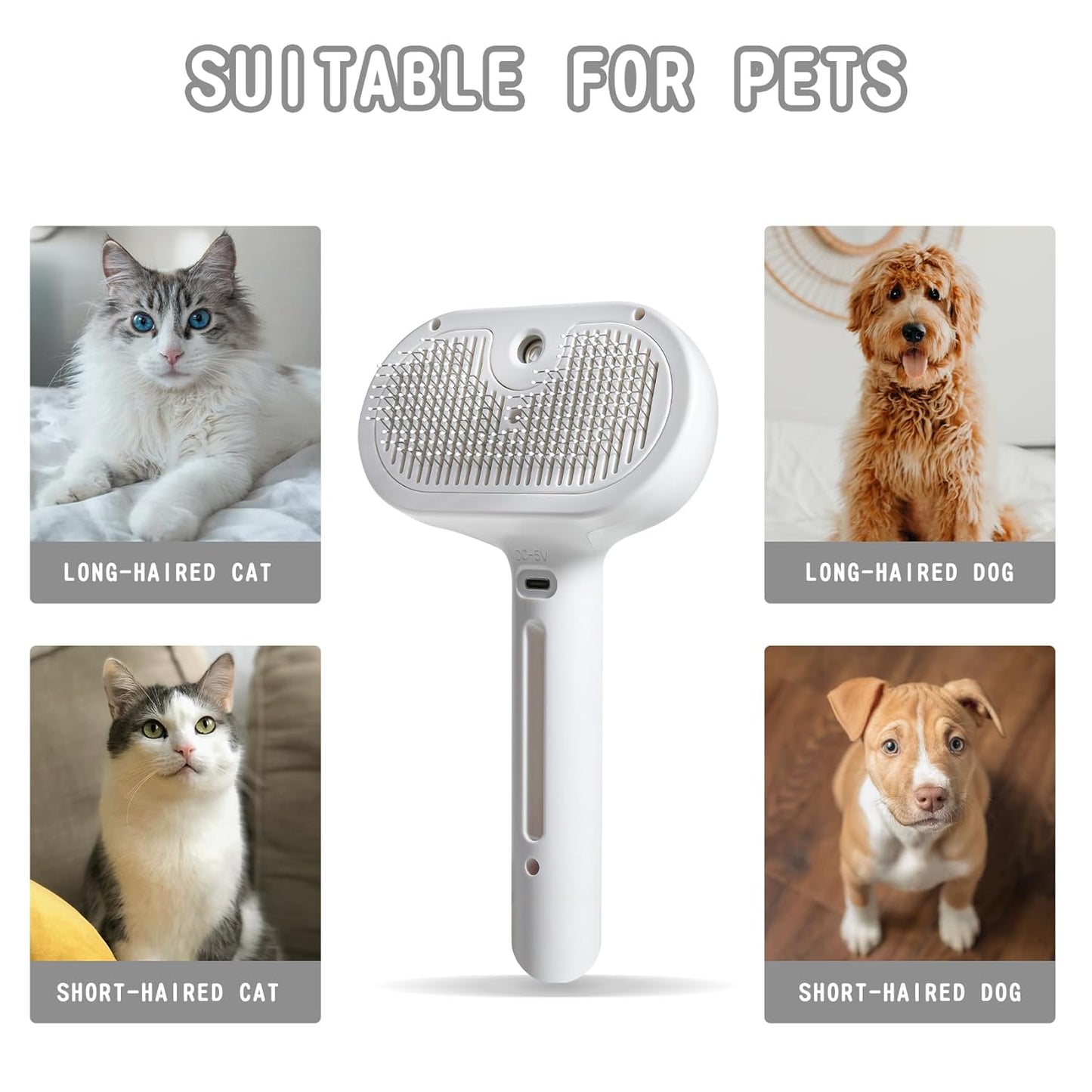 Spray Cat Brush For Shedding Water Brush For Cats And Dogs Pet Hair Removal Comb With Water Tank And Release Button Steamy Cat Brush Pet Spray Hair Comb - FURRY WHOOF