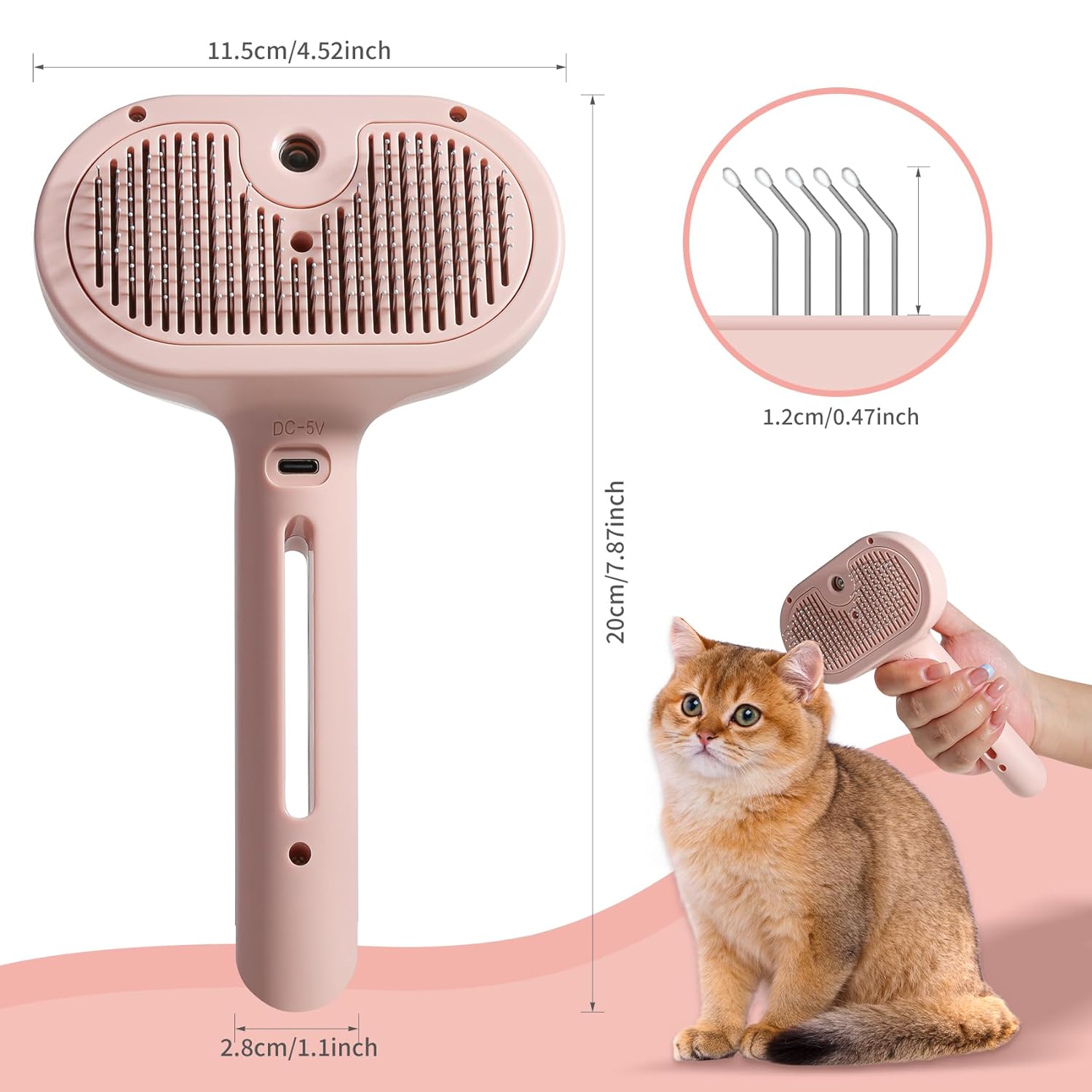 Spray Cat Brush For Shedding Water Brush For Cats And Dogs Pet Hair Removal Comb With Water Tank And Release Button Steamy Cat Brush Pet Spray Hair Comb - FURRY WHOOF