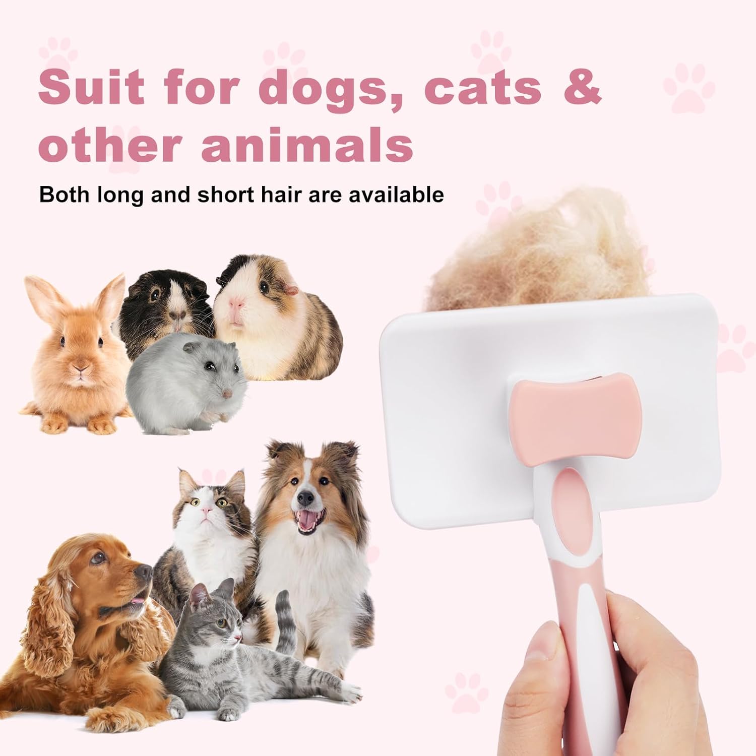 Pet Self Cleaning Slicker Brush Pet Hair Brush Dog Brush Cat Brush For Shedding Hair Pet Hair Removal Tool Safe Massage Comb For Long Middle - long, Short Hair - FURRY WHOOF