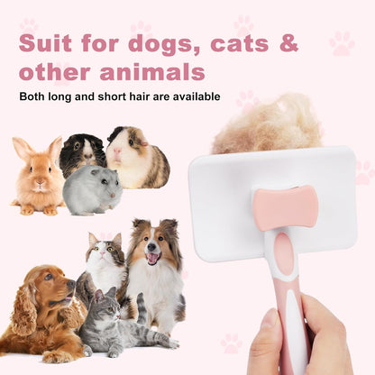 Pet Self Cleaning Slicker Brush Pet Hair Brush Dog Brush Cat Brush For Shedding Hair Pet Hair Removal Tool Safe Massage Comb For Long Middle - long, Short Hair - FURRY WHOOF