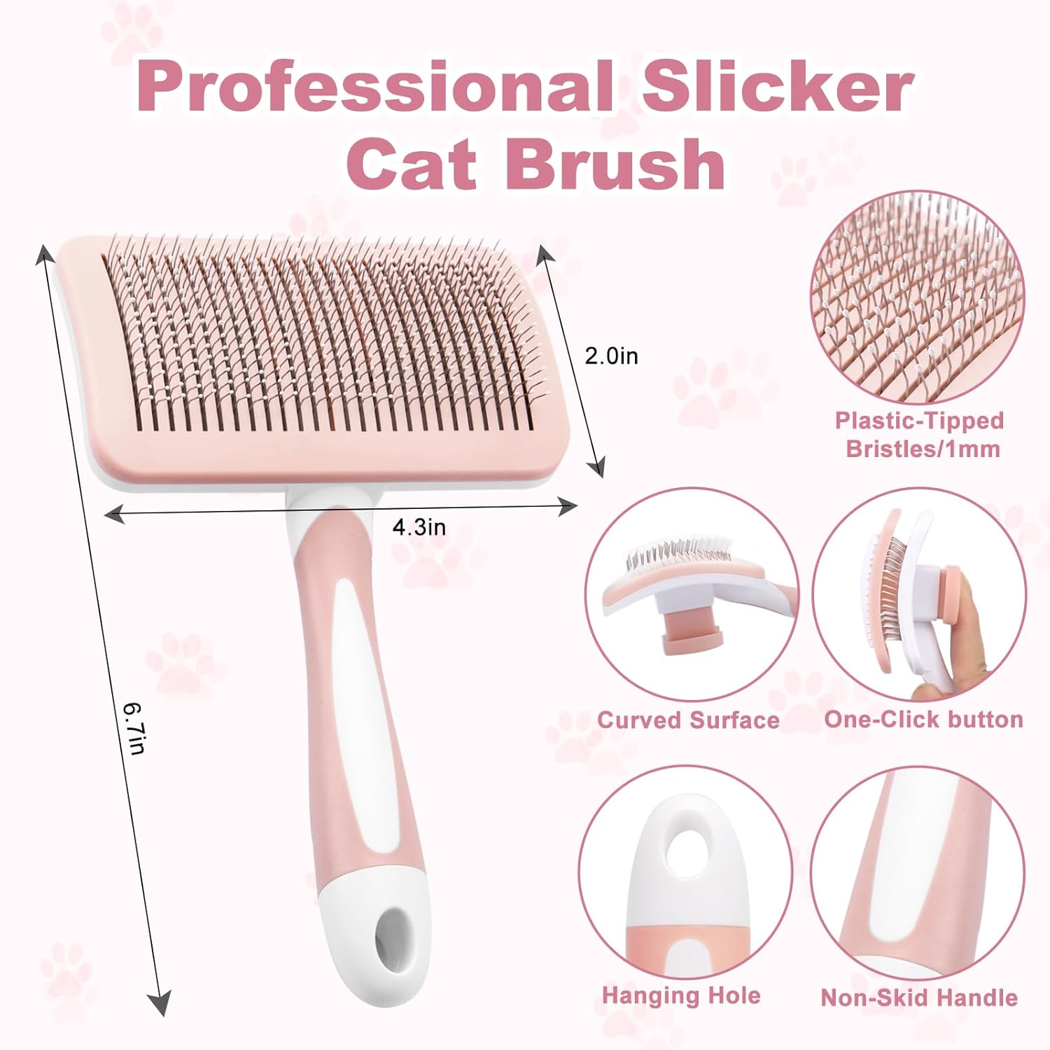 Pet Self Cleaning Slicker Brush Pet Hair Brush Dog Brush Cat Brush For Shedding Hair Pet Hair Removal Tool Safe Massage Comb For Long Middle - long, Short Hair - FURRY WHOOF