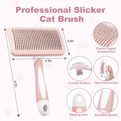Pet Self Cleaning Slicker Brush Pet Hair Brush Dog Brush Cat Brush For Shedding Hair Pet Hair Removal Tool Safe Massage Comb For Long Middle - long, Short Hair - FURRY WHOOF