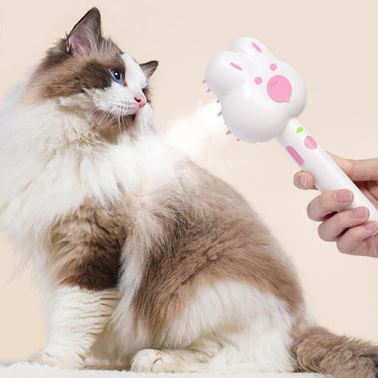 Cat Steam Brush Self - Cleaning Cats Grooming Tool Dog Hair Remover Massage Comb Rechargeable Cat Spray Comb For Shedding - FURRY WHOOF