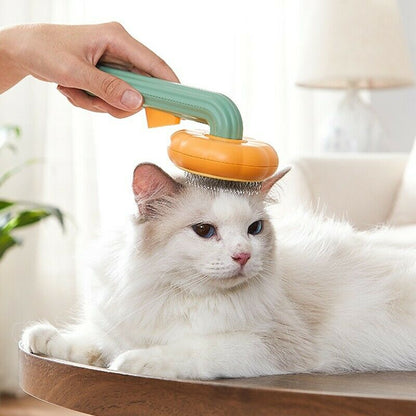 Pet Pumpkin Brush, Pet Grooming Self Cleaning Slicker Brush For Dogs Cats Puppy Rabbit, Cat Brush Grooming Gently Removes Loose Undercoat, Mats Tangled Hair Slicker Brush - FURRY WHOOF