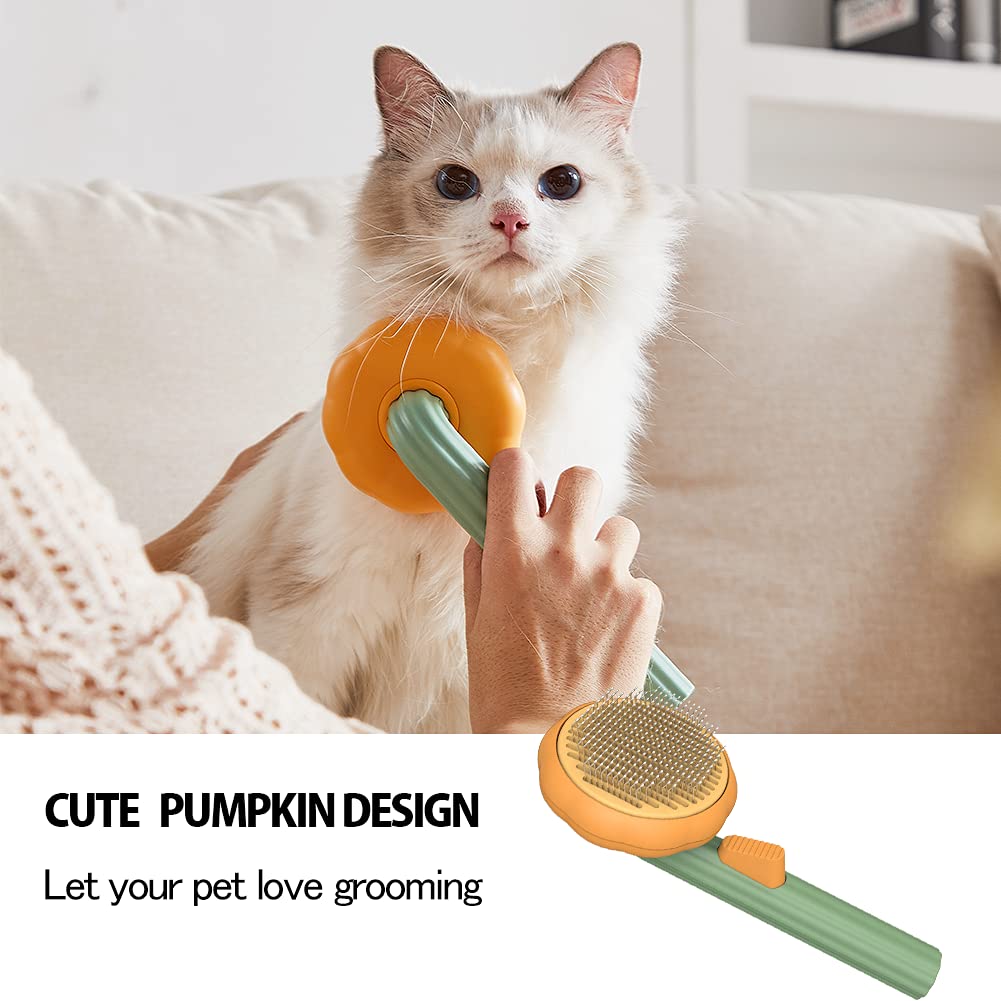 Pet Pumpkin Brush, Pet Grooming Self Cleaning Slicker Brush For Dogs Cats Puppy Rabbit, Cat Brush Grooming Gently Removes Loose Undercoat, Mats Tangled Hair Slicker Brush - FURRY WHOOF