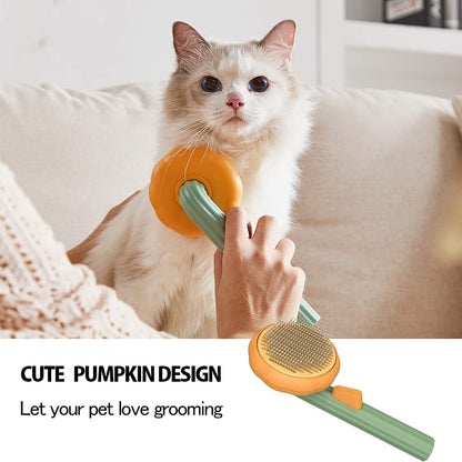 Pet Pumpkin Brush, Pet Grooming Self Cleaning Slicker Brush For Dogs Cats Puppy Rabbit, Cat Brush Grooming Gently Removes Loose Undercoat, Mats Tangled Hair Slicker Brush - FURRY WHOOF