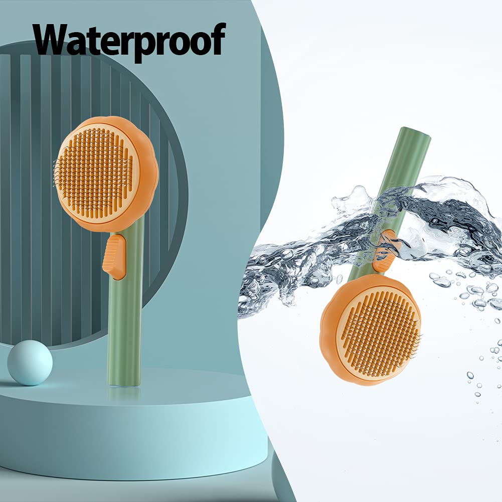 Pet Pumpkin Brush, Pet Grooming Self Cleaning Slicker Brush For Dogs Cats Puppy Rabbit, Cat Brush Grooming Gently Removes Loose Undercoat, Mats Tangled Hair Slicker Brush - FURRY WHOOF
