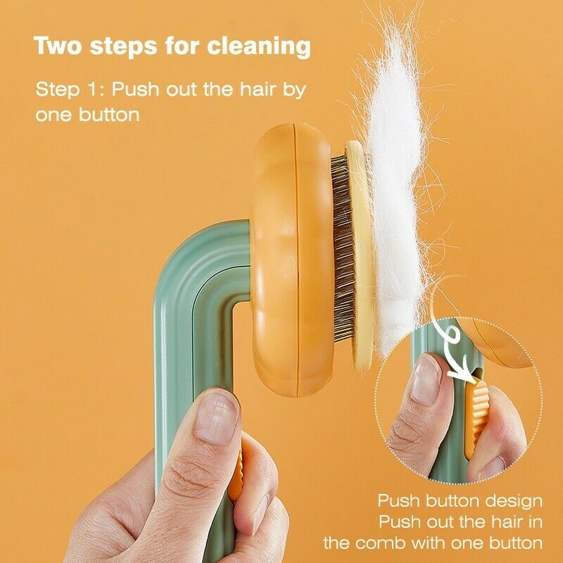 Pet Pumpkin Brush, Pet Grooming Self Cleaning Slicker Brush For Dogs Cats Puppy Rabbit, Cat Brush Grooming Gently Removes Loose Undercoat, Mats Tangled Hair Slicker Brush - FURRY WHOOF