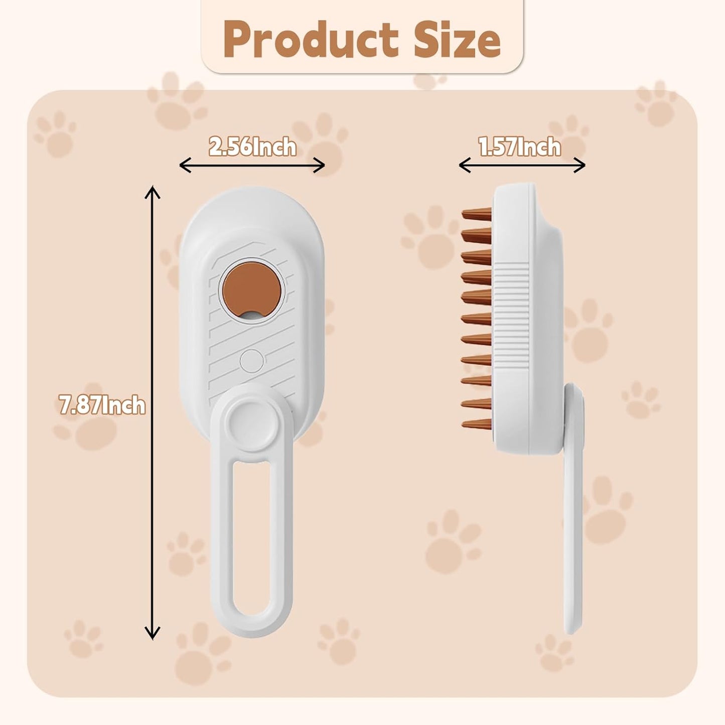 Cat Steam Brush For Shedding 3 In 1 Cat Steamy Brush Cleanser With Foldable Handle Pet Spa Brush For Cats Dogs Defur Comb For Cats Steam Brush For Cats Pet Spray Hair Removal Comb - FURRY WHOOF