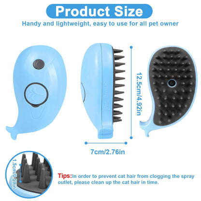 Cat Steam Brush For Shedding - Steamy Cat Brush For Indoor Cats, Cat Hair Steam Brush For Massage, Spritz Defur Comb For Cats, Pet Steamer For Dogs - FURRY WHOOF