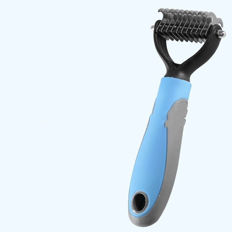 Pets Fur Knot Cutter Dog Grooming Shedding Tools Pet Cat Hair Removal Double - sided Comb Brush - FURRY WHOOF