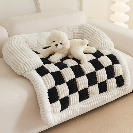 Pet Chessboard Grid Kennel Pad Autumn And Winter Warm Square - FURRY WHOOF