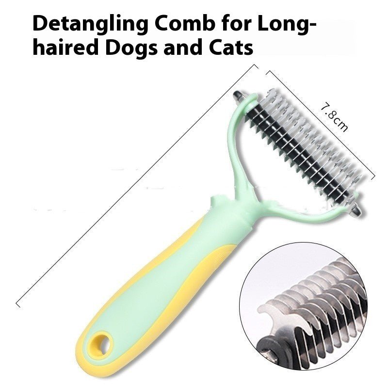 Pets Fur Knot Cutter Dog Grooming Shedding Tools Pet Cat Hair Removal Double - sided Comb Brush - FURRY WHOOF
