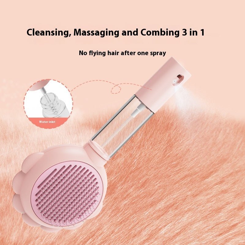 2 In 1 Self Cleaning Dog Brush Comb With Spray Pets Grooming Hair Remover Combs Brush Floating Hair Pet Grooming Brush Pet Products - FURRY WHOOF