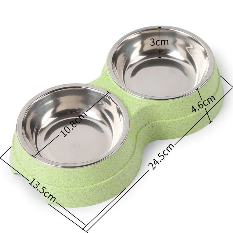Double Pet Bowls Dog Food Water Feeder Stainless Steel Pet Drinking Dish Feeder Cat Puppy Feeding Supplies Small Dog Accessories - FURRY WHOOF