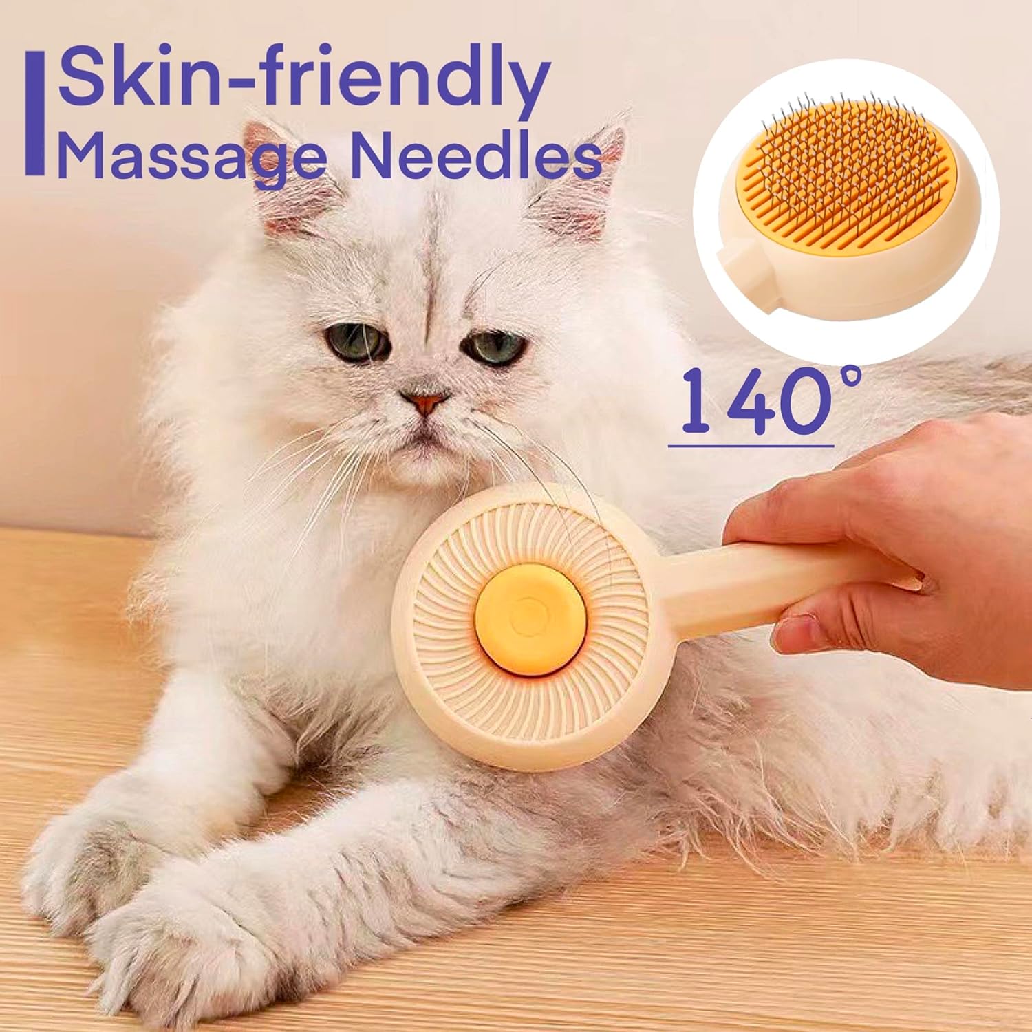 Cat Grooming Brushes Pet Hair Cleaner Brush Pet Massage Brushes For Cats Dogs With Self - Cleaning Button Pet Shedding Brush For Removing Tangles Loose Fur - FURRY WHOOF