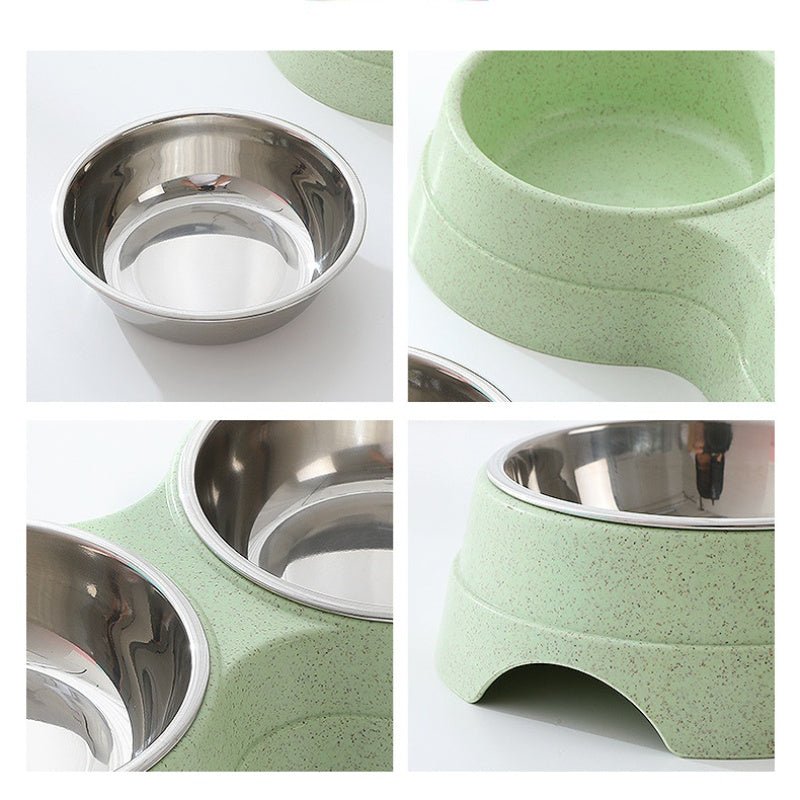 Double Pet Bowls Dog Food Water Feeder Stainless Steel Pet Drinking Dish Feeder Cat Puppy Feeding Supplies Small Dog Accessories - FURRY WHOOF