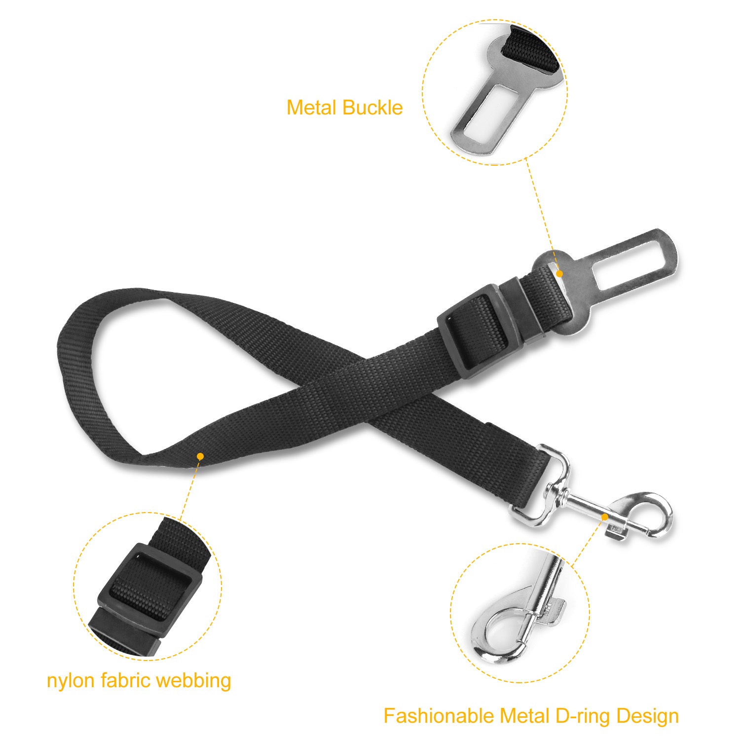 2Pcs Pet Dog Seat Belt Leash Adjustable Pet Dog Cat Safety Leads Harness Car Vehicle Nylon Fabric Seatbelt Strap - FURRY WHOOF