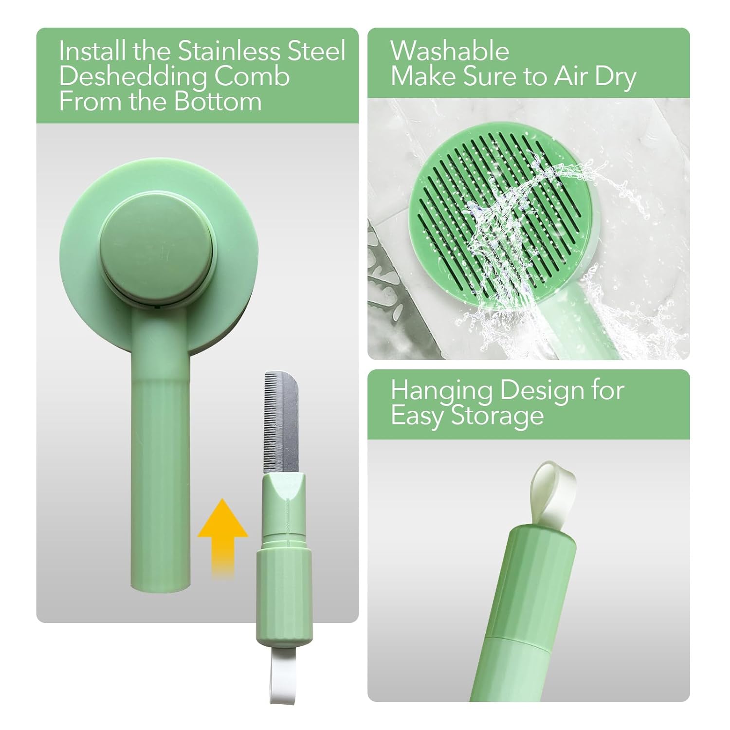 2 - in - 1 Grooming Brush Hair Remover Brush And Deshedding Brush For Indoor Long Haired Cats And Shedding Cats And Dogs Quick To Clean And Washable Easy Storage Suspension - FURRY WHOOF