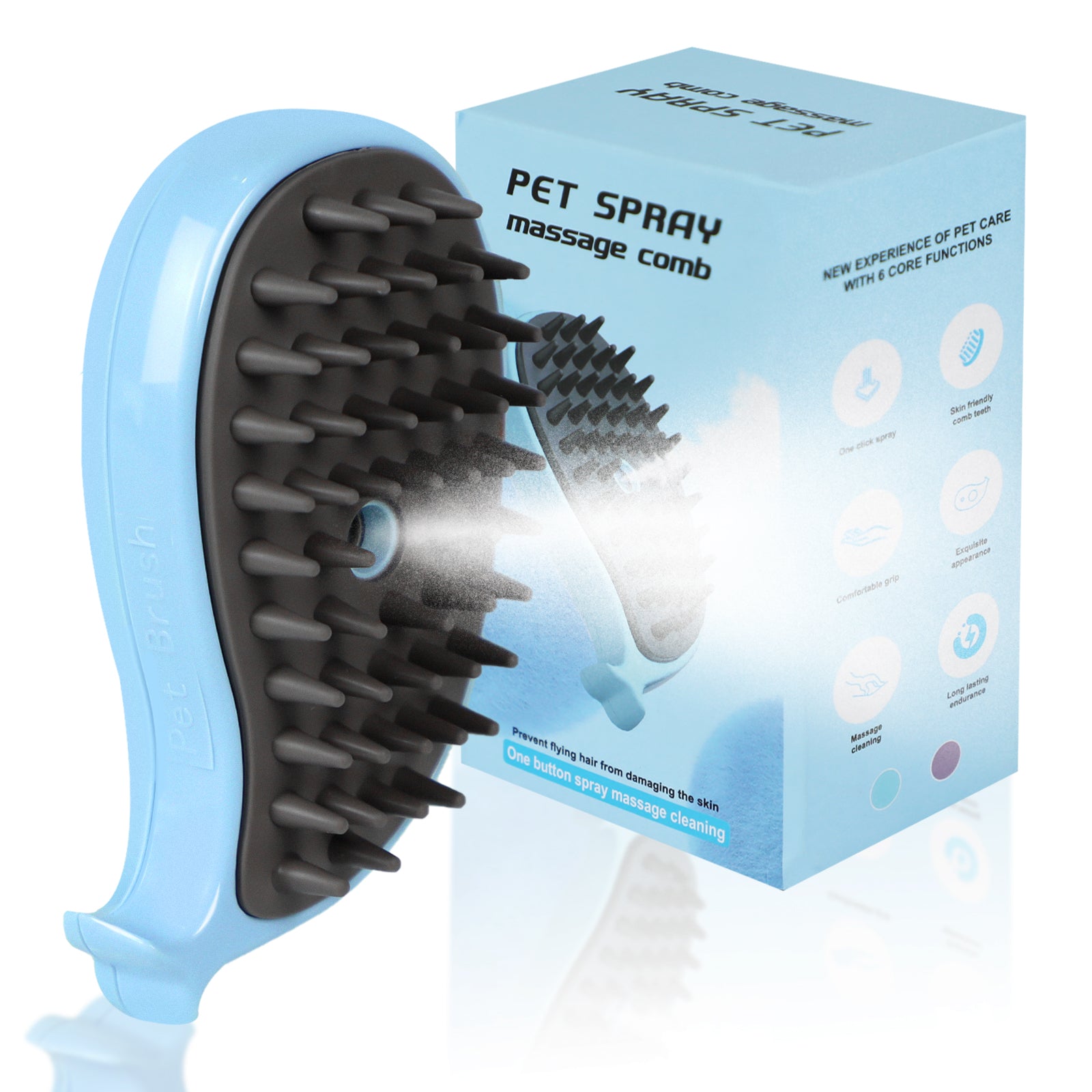 Cat Steam Brush For Shedding - Steamy Cat Brush For Indoor Cats, Cat Hair Steam Brush For Massage, Spritz Defur Comb For Cats, Pet Steamer For Dogs - FURRY WHOOF