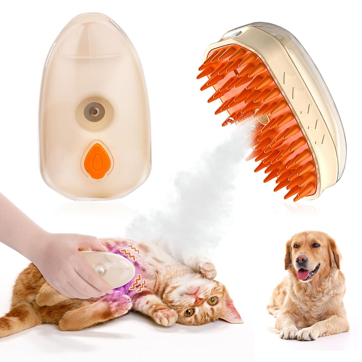 Cat Steam Brush Upgraded 4 In1 Steamy Cat Brush For Shedding Cat Brush Steamer For Massage Multifunctional Cat Hair Grooming Brush Pet Hair Removal Tool With Ringworm Detector For Cats Dogs - FURRY WHOOF